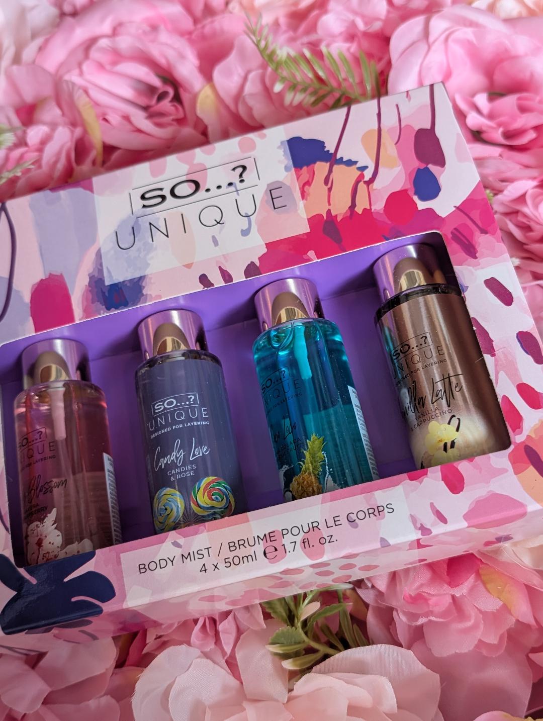 Coffret 4 Mini Brumes So Unique 50ml - cherry blosson, candy love, vanille latte, coco loco So...?